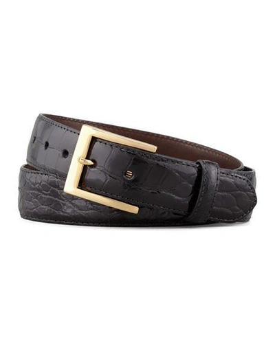 Shop W. Kleinberg Glazed Alligator Belt In Brown