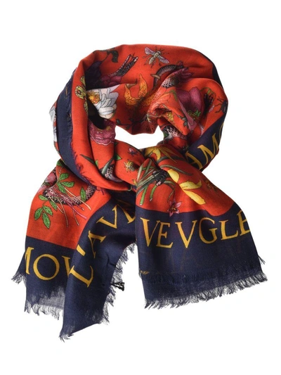 Shop Gucci Aveugle Snake Scarf In Red/blue
