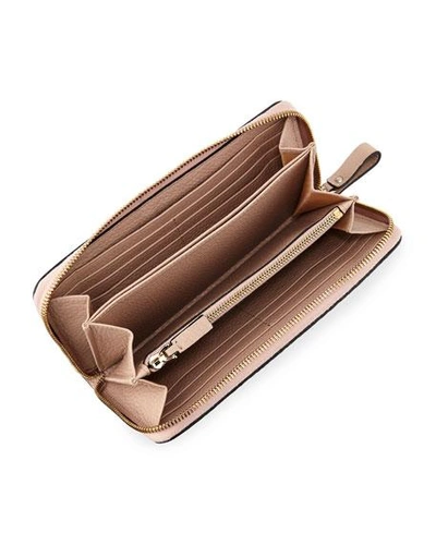 Valentino Rockstud Grainy Leather Zip Around Wallet In Beige