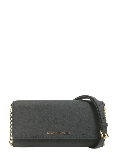 Shop Michael Michael Kors Wallet With Chain Crossbody Strap In Nero