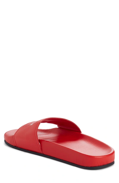 Shop Balenciaga Logo Slide Sandal In Red