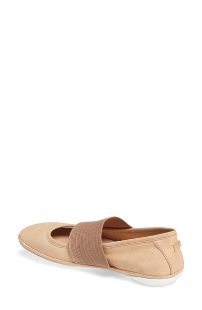 Shop Camper 'right Nina' Leather Ballerina Flat In Nude Leather