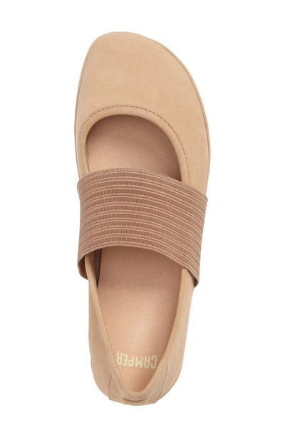 Shop Camper 'right Nina' Leather Ballerina Flat In Nude Leather