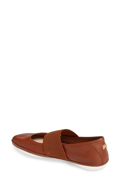 Shop Camper 'right Nina' Leather Ballerina Flat In Brown Leather