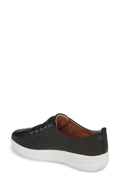 Shop Fitflop F-sporty Perforated Sneaker In Black Leather