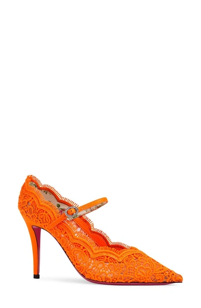 Shop Gucci Virginia Pointy Toe Mary Jane Pump In Orange