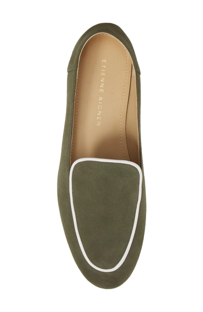 Shop Etienne Aigner Camille Loafer In Fatigue/ White Suede
