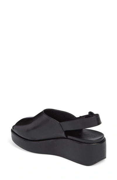Shop Camper Misia Slingback Platform Wedge Sandal In Black Leather