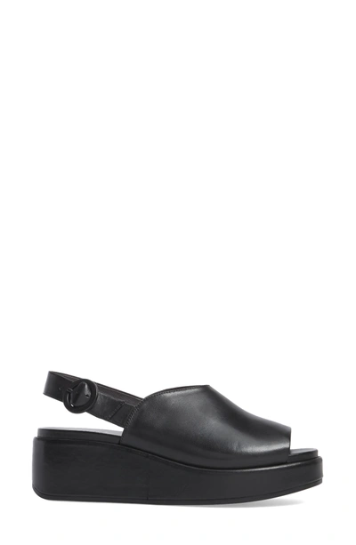 Shop Camper Misia Slingback Platform Wedge Sandal In Black Leather
