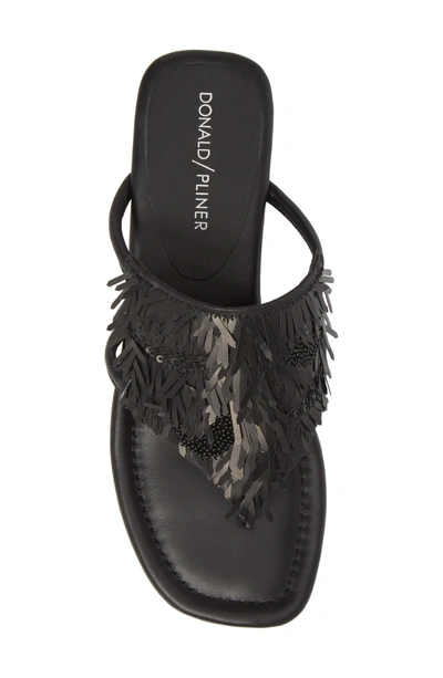 Shop Donald Pliner Kya Feather Sequin Sandal In Black Sequin Fabric