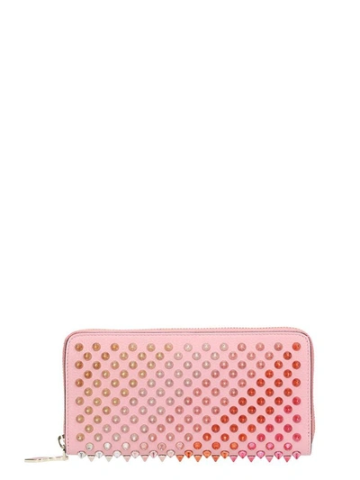 Shop Christian Louboutin Panettone Spiked Leather Wallet In Rose-pink