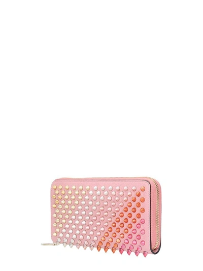 Shop Christian Louboutin Panettone Spiked Leather Wallet In Rose-pink