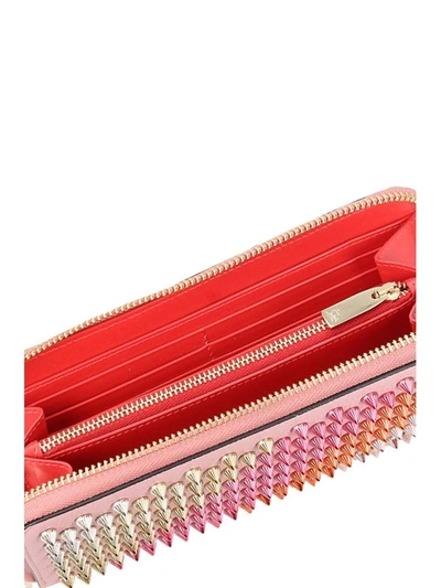 Shop Christian Louboutin Panettone Spiked Leather Wallet In Rose-pink