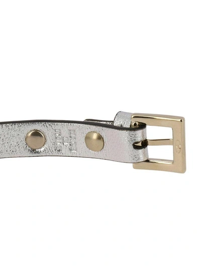 Shop Valentino Jewel  Rockstud Bracelet In Laminated Leather With Maxi Metal Studs In Silver