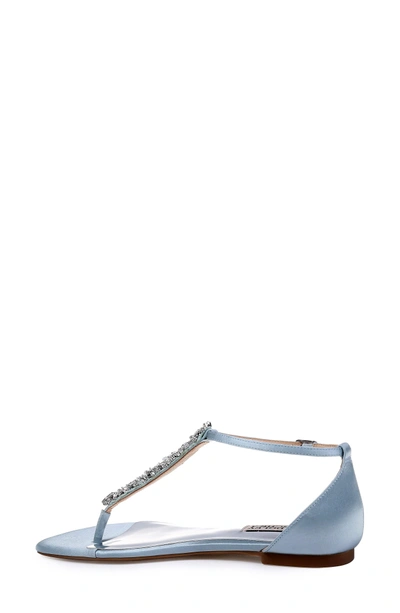 Shop Badgley Mischka Holbrook T-strap Sandal In Crystal Blue Satin