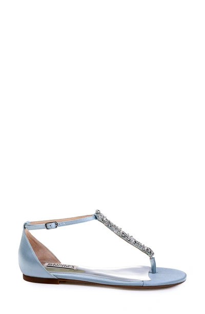 Shop Badgley Mischka Holbrook T-strap Sandal In Crystal Blue Satin