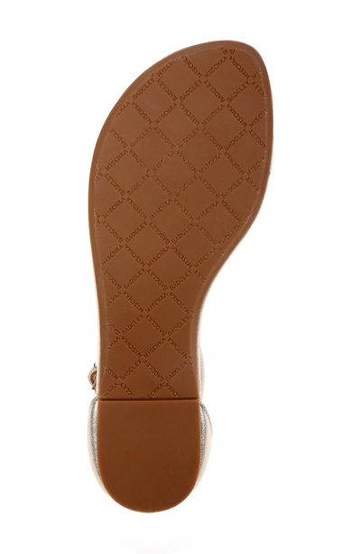 Shop Badgley Mischka Holbrook T-strap Sandal In Platino Metallic Suede