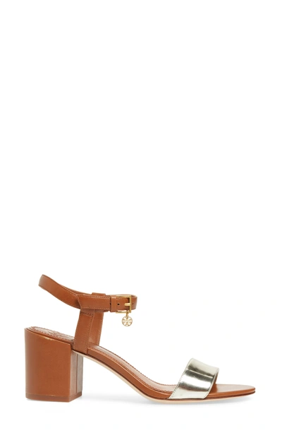 Shop Tory Burch Laurel Ankle Strap Sandal In Gold/ Perfect Cuoio