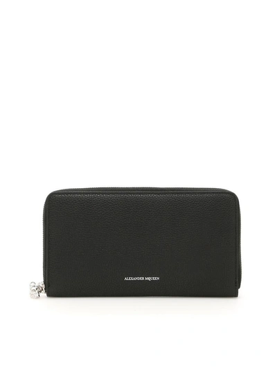 Shop Alexander Mcqueen Zip-around Leather Wallet In Basic
