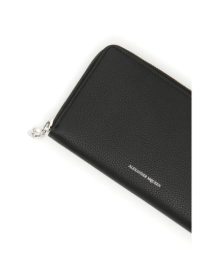 Shop Alexander Mcqueen Zip-around Leather Wallet In Basic