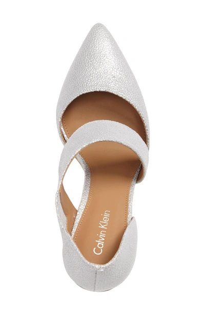 Shop Calvin Klein 'gella' Pointy Toe Pump In Vesper Grey Leather