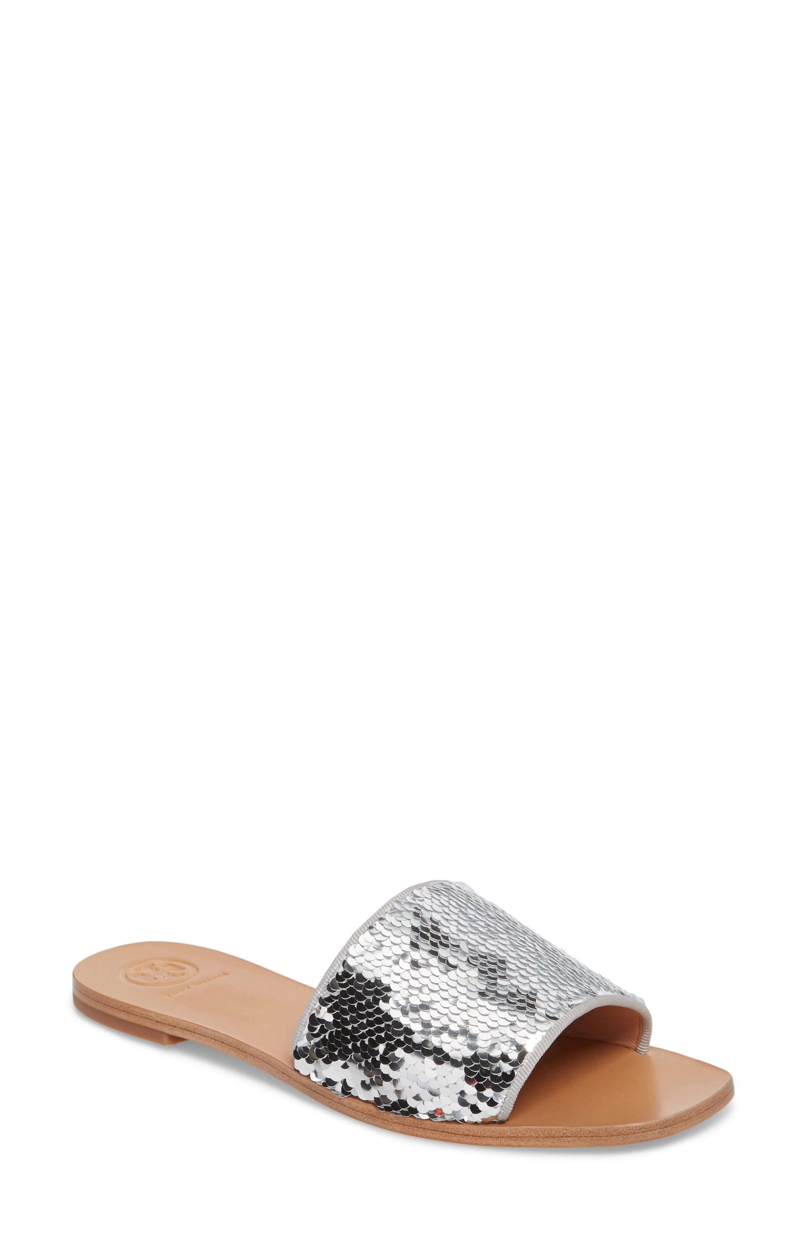 tory burch sequin slides