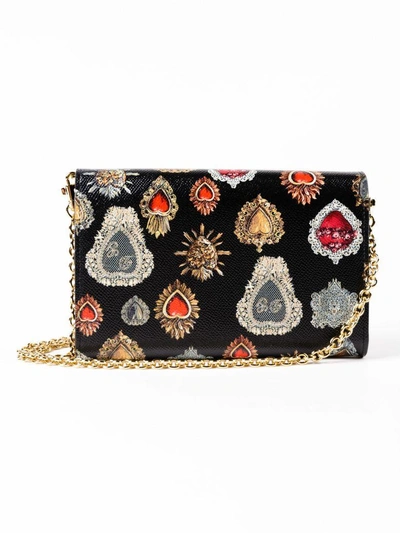Shop Dolce & Gabbana Sacred Heart Print Shoulder Bag In Hnmcuori Sacri Fdo.nero