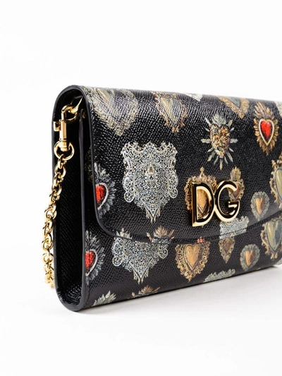 Shop Dolce & Gabbana Sacred Heart Print Shoulder Bag In Hnmcuori Sacri Fdo.nero