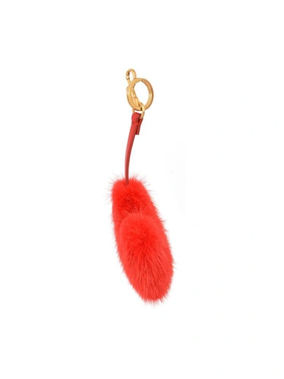 Shop Anya Hindmarch Heart Mink Fur Charm In Red