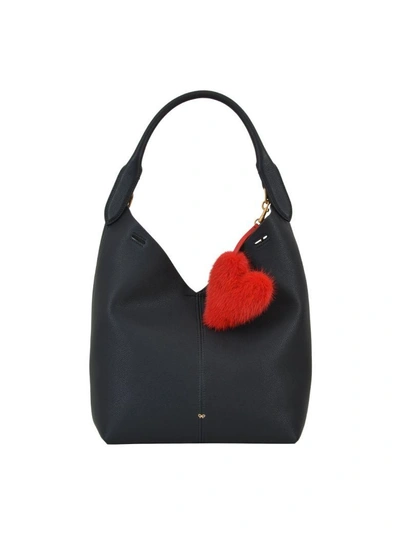 Shop Anya Hindmarch Heart Mink Fur Charm In Red