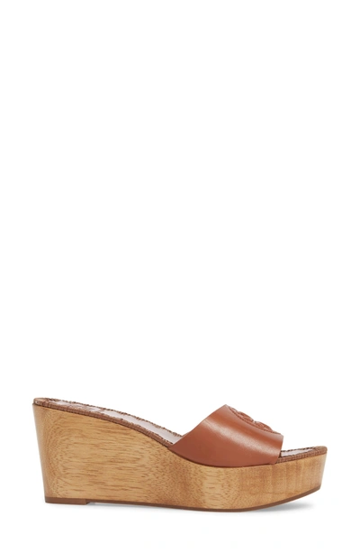 Shop Tory Burch Patty Logo Platform Wedge Sandal In Perfect Cuoio
