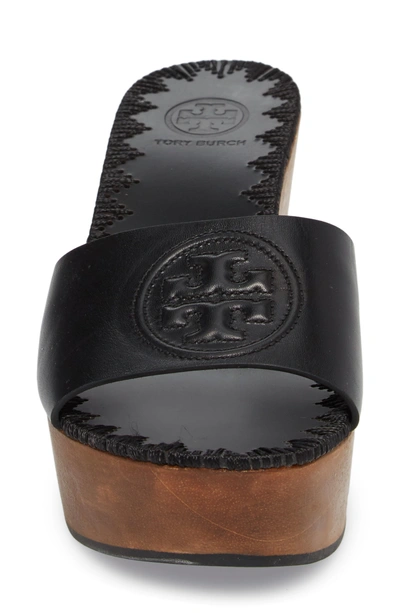 Shop Tory Burch Patty Logo Platform Wedge Sandal In Perfect Black