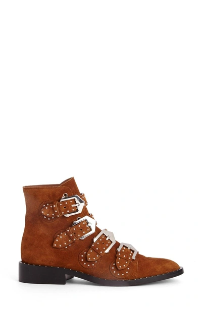 Shop Givenchy Prue Buckle Bootie In Caramel Suede