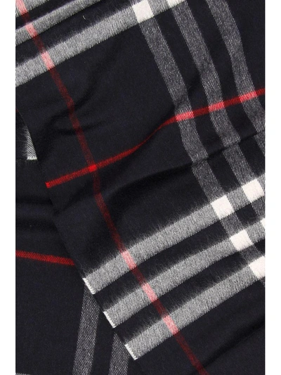 Shop Burberry Giant Check Scarf In Navy Blackblu
