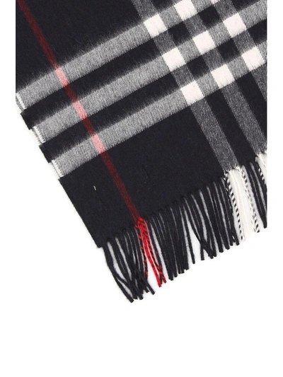 Shop Burberry Giant Check Scarf In Navy Blackblu