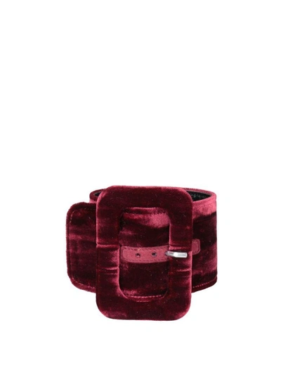 Shop Attico Velvet Ankle Cuffs In Bordeaux