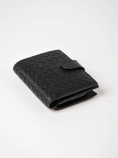 Shop Bottega Veneta Woven Continental Wallet In Black