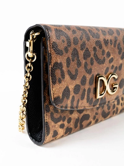 Shop Dolce & Gabbana Leopard Print Logo Shoulder Bag In Ha93m Leo Con Logo