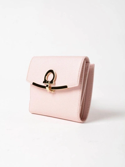 Shop Ferragamo Gancino Clip Wallet In Pink & Purple