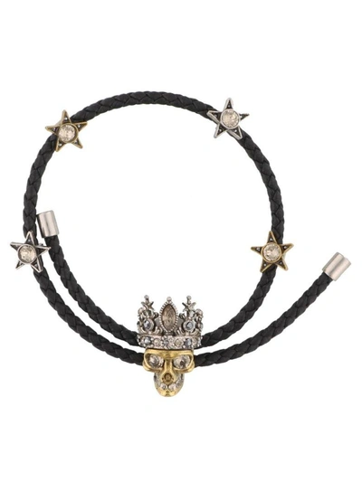 Shop Alexander Mcqueen Queen Friendship Bracelet In Black