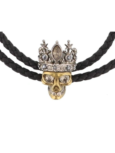 Shop Alexander Mcqueen Queen Friendship Bracelet In Black