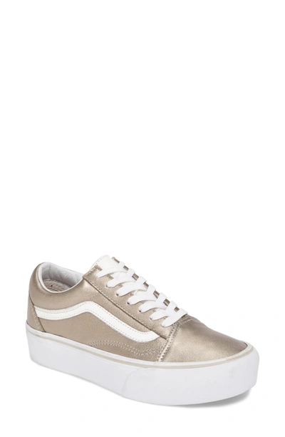 Shop Vans Old Skool Platform Sneaker In Gray Gold/ True White