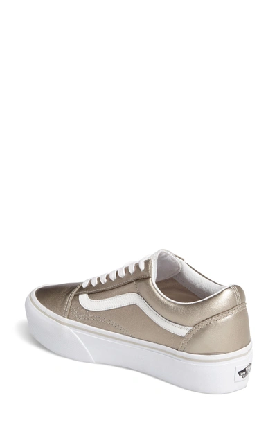 Shop Vans Old Skool Platform Sneaker In Gray Gold/ True White