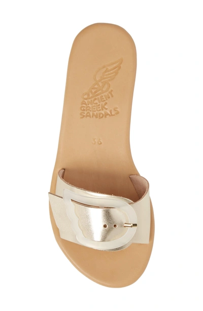 Shop Ancient Greek Sandals Aglaia Slide Sandal In Platinum