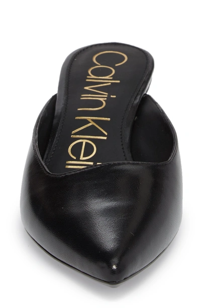 Shop Calvin Klein Lanora Pointy Toe Mule In Black Leather