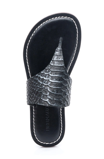 Shop Bernardo Monica Thong Sandal In Black Snake Print Leather