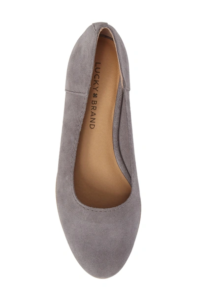 Shop Lucky Brand Calandra Flat In Steel Grey Suede