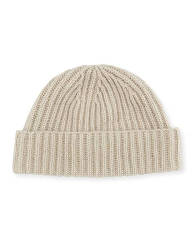Shop Portolano Men's Rib-knit Cashmere Beanie Hat In Charcoal
