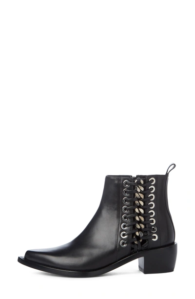 Shop Alexander Mcqueen Braided Chain Boot In Black/ Silver