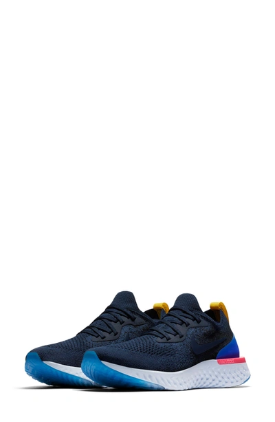 Shop Nike Epic React Flyknit Running Shoe In College Navy/ College Navy